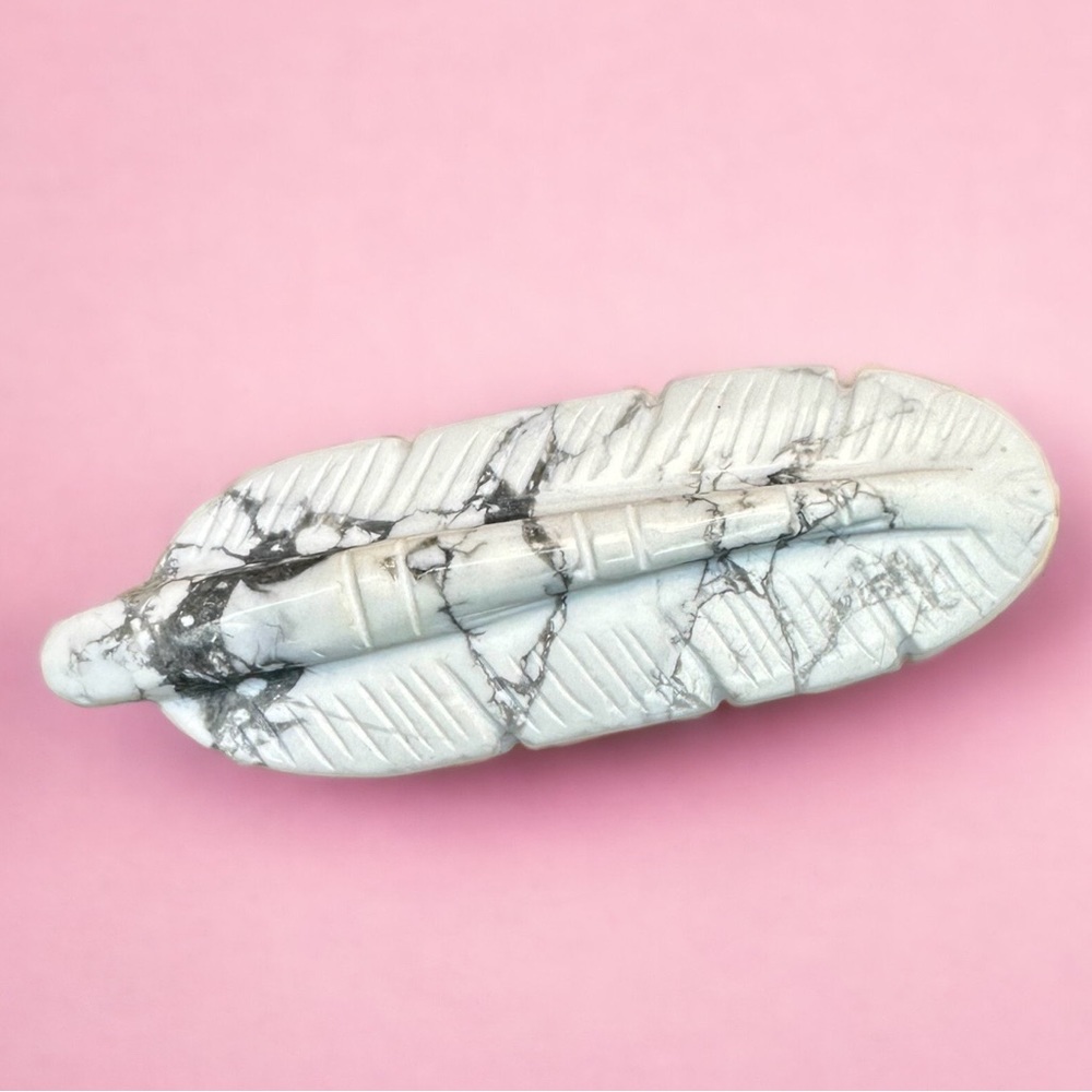 Howlite feather carving